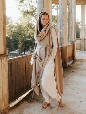 Organic Cotton Hooded Cloak Shawl Priestess Cape One Size